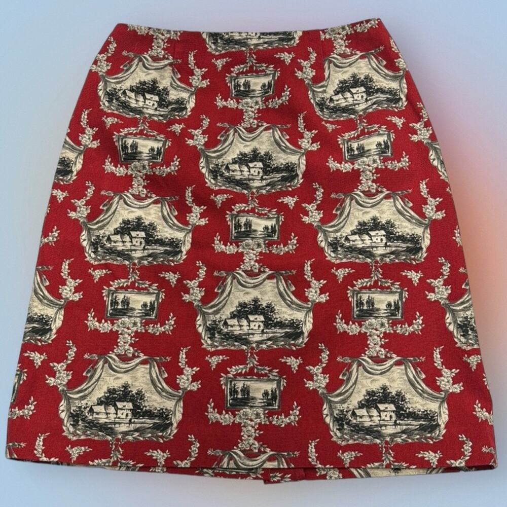 TALBOTS Women’s 4 Red & Tan Cotton Skirt